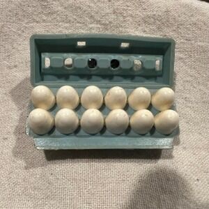 Vintage Acme Miniature Egg Carton Refrigerator Magnet Teal Blue Plastic 1 Dozen